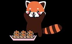 A red panda with takoyaki